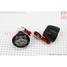 Фара дополнительная светодиодная влагозащитная - 6 LED с креплением, к-кт 2шт 64*52мм