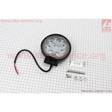 Фара дополнительная светодиодная влагозащитная - 9 LED с креплением, круглая 115мм