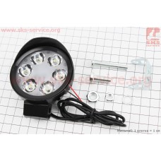 Фара дополнительная светодиодная влагозащитная - 6 LED с креплением, круглая 70мм